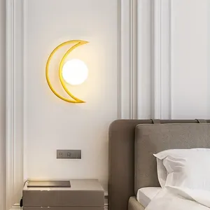 Lampada da parete Moderna in vetro Luci da comodino Sconce a forma di luna Camere per bambini Camera da letto Corridoio Corridoio Sfondo Decorazione della casa