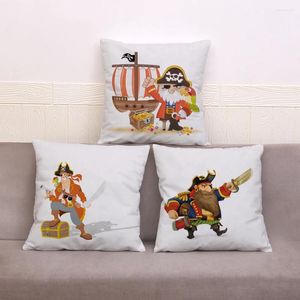 Kudde Cartoon Pirate and Treasure Chest Throw Cover 45 45 cm Covers Plush Pillows Case Soffa Home Decor Case