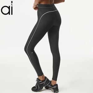 AL Yoga-Jogginghose, hohe Taille, AIRL-Anzug-Leggings, Damen, schmale Passform, Hüftlift, durchgehende Sporthose, lässiger Boxer-Stil, Bund, formende Taille, Sportbekleidung, Stretch-Strumpfhose