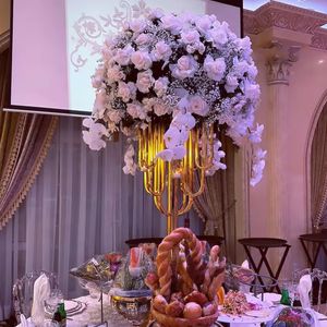 Suprimentos de casamento de luxo decoração de mesa de evento ouro peças centrais de casamento árvore para mesa de casamento vaso de flores chão para decoração de arranjo de casamento 425
