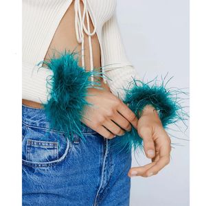 Ostrich Feather Slap On Cuff Armband Pink White Black Purple Red Feather Midje Snap Cuffs 240131