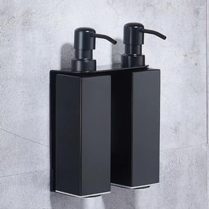 Liquid Soap Dispenser Black Stainless Steel Bathroom Double Head With Metal Pump Bottle For Kitchen Sink Hand