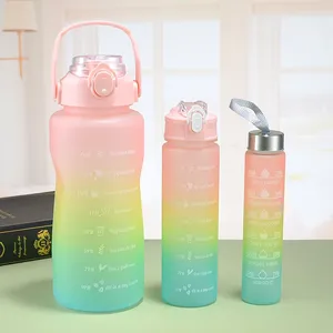 Water Bottles 3pcs/Set Bottle Motivational Drinking Sports With Time Marker Portable Reusable Plastic Cups Outdoor Travel