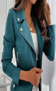 Herbst Winter PU Jacke Mantel Langarm Kurze Lederjacke Frauen Fransen Farbe Blau Slim Boyfriend Stil 2208089992837