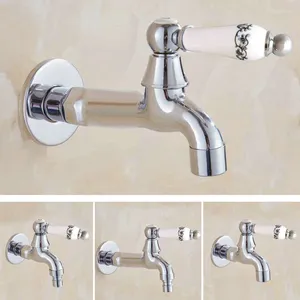 Bathroom Sink Faucets Wall Mounted Mop Tap Polished Chrome Faucet Washing Machine Pool Toilet Cold Bibcock ZD086