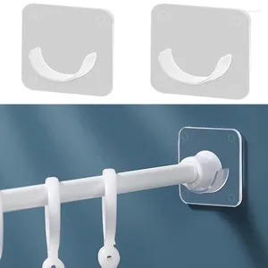 Hooks 2/4PCS Shower Curtain Rod Holders Transparent Wall Mount Telescopic Bracket Punch-Free Self-adhesive Support Stand