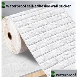 Wallpapers papéis de parede 3d papel de parede 70cm 1m padrão de tijolo contínuo adesivo impermeável decoração de casa auto-adesivo entrega de gota dh6fl