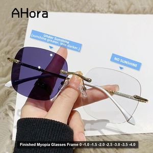 Güneş Gözlüğü Çerçeveleri Ahora Moda Pochromic Rimless Memopya Gözlükleri Kadınlar İçin Diyopterle Çerçeve 2024 Optik Miyop Gözlükler