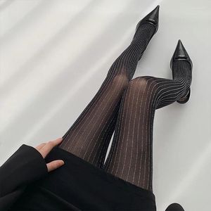 Skarpetki dla kobiet czarne rajstopy luksusowe srebrne jedwabne uda wysokie pończochy rajstopy bieliznę seksowne szczupłe ciało
