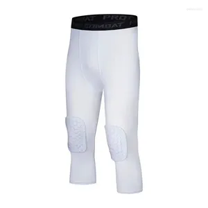 Men's Pants Basketball Shorts Sports Anti-Avoidance Safety Mens Fitness 3/4 Leggings With Knee Pads Compression Trousers Proof