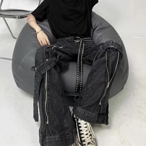 Женские джинсы Streamer Design с металлической молнией для мужчин и женщин, лето 2024, свободные повседневные прямые брюки-карго в стиле High Street