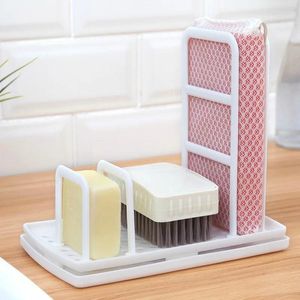 Kitchen Storage Table Rag Rack Dishwashing Water Drain-free Punch Sponge Soap Shelf Multi-function Accessories