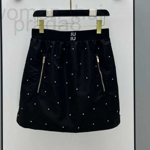 Skirts Designer Women A-line With Crystal Beads Letter Print Mini Skirt Girls Female Vintage Runway Brand High End Custom Dresses Suit LXJU