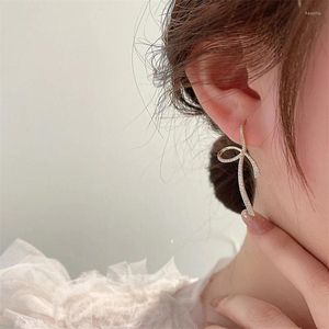Stud Earrings Cute Rhinestone Bowknot Gold Color For Women Korean Style Trendy Bow Sweet Fashion Jewelry Accessories