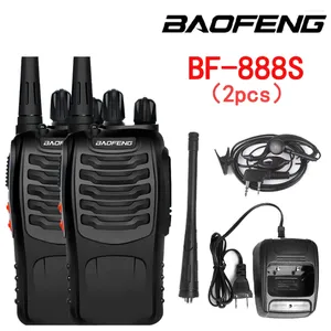 Walkie talkie baofeng BF-888S 2pcs rádios bidirecionais de longa distância banda dupla uhf 400-470 mhz para caça ao ar livre