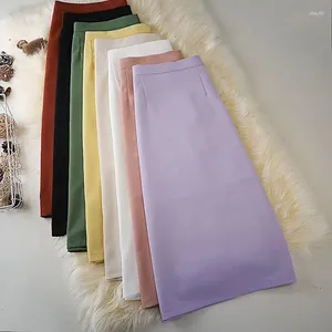 Skirts Elegant Women Midi Black Fashion Office Ladies Back Split Knee-length Pencil Skirt Korean High Waist Long