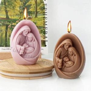 Ferramentas de artesanato 3D Jesus e a família virgem Molde de vela de silicone DIY artesanal aromaterapia gesso artesanato resina sabão fazendo moldes decoração de casa