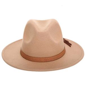 Autumn Winter Sun Hat Women Men Fedora Hat Classical Wide Brim Felt Floppy Cloche Cap Chapeau Imitation Wool Cap L XL 240126