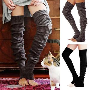 Women Socks Womens Winter Warm Crochet Knit Leg Warmers Casual Style Solid Color Footless Thigh High Pile Of 2024 Black/Brown