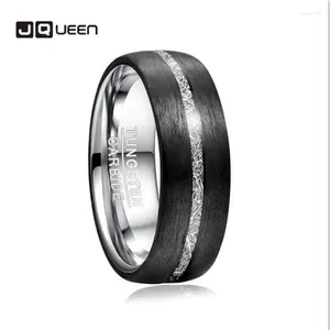 Bröllopsringar JQUEEN 8mm Men's Tungsten Carbide Ring Inlaid Carbon Fiber Imitation Vermiculite Steel Band