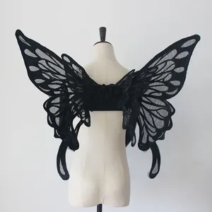 Party Supplies Handmade Lace Embroidery Butterfly Wings Shooting Props Lolita Black White Diffuse Exhibition Cosplay Back Decoration