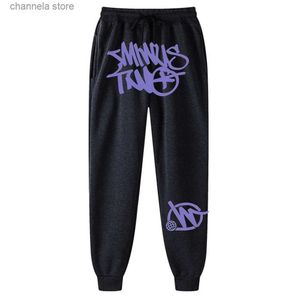 Men's Pants Y2K Gothic Mens Sweatpants Long Inner Fleece High Street Unisex Women Hip Hop Trousers T240202