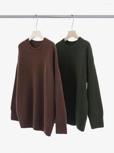 Kadın Sweaters Kalın Yün Yuvarlak Boyun Gevşek Kazak Sonbahar ve Kış Sıcak İğne Üst Moda