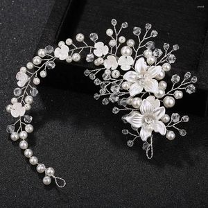 Hair Clips Trendy Bridal Tiara Ornament Handmade Jewelry Crystal Headband Golden Flowers Leave Rhinestone Band