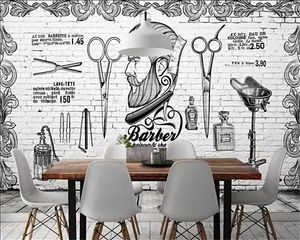 Wallpapers Custom Large Self-adhesive Wallpaper European And American Retro Trend Barber Shop Background Wall Decoration Mural 3d