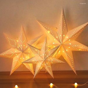 Party Decoration 35/43/58cm Hollow Out Star Window Grille Home Bedroom Night Light Paper Lampshade Garden Hanging Pendant Wedding Christmas