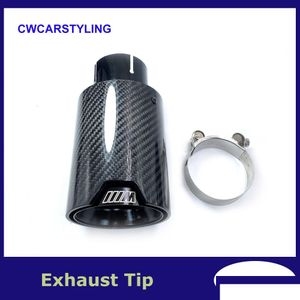 Muffler 1Pcs Car Exhaust Tips Pipe Glossy Carbon Fiber Tip For M Performance M2 M3 M4 M135I M235I M140I M240I M335I Modified Drop De Dhgxr