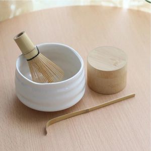 Conjuntos de chá profissional japonês matcha tigela batedor colher bambu caddy presente conjunto chá verde em pó teaset japão cerimônia