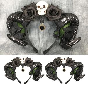 Party Supplies Devil Horn Headband Fårhår Hoop för Halloween Flower Skull Hairband Gothic Props Theme Creative Costume