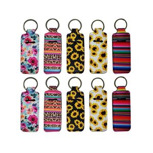 Neoprene Keychain Nya tryck Chapstick Holder Marble Leopard Lipsticks Wrap Sleeve Lip Balm Er för Drop Leverans DHLGZ