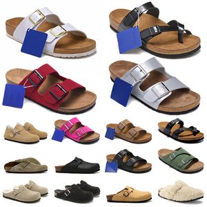 Birkinstocks Männer Frauen Designer Bostons Clogs Slipper Top Leder Schnalle Stocks Strap Flache Sandale Cork Slide Birkes Stock Mules Pantoufle Sandale Trainer