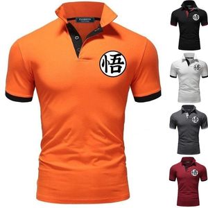 Camisetas masculinas 2024 moda verão Goku t-shirt para homem cor sólida lapela impressão de manga curta top juventude casual criativo magro roupas do homem