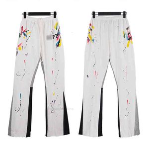 Calças Sweatpant Drawstring Designer Galerias Patchwork Deptts Pintados à Mão Homens Salpicados Mulheres High Street Guardas Soltos Ligeiramente Queimados Casual CCKZ 2ULJ 2ULJHAZL