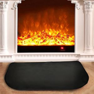 Carpets Fireproof Hearth Rug Flame Resistant Fireplace Half Round Floor Protective 2-Layer Fiberglass Wood Stove Mat