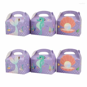 Geschenkverpackung 10pcs Meerjungfrau tragbare Süßwarenbox Unterwasser Welt bevorzugt Keks Kuchen Backen Verpackungstaschen Hochzeits Geburtstagsfeier Dekor Dekor