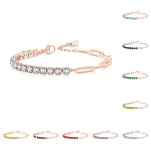 Link Bracelets Style Rose Gold Color Paper Clip Splicing Tennis For Women Hand Chain Birthstone Female Jewelry