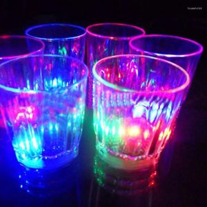 Mugs 50ml LED Flashing Cups Fun Beer Wine Drinking Transparent Plastic Mug Blinking Glowing Barware For Bar Night Club Birthday Party