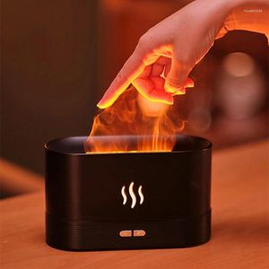 Night Lights USB Simulation Flame Light With 180ML Water Tank Humidifier For Bedroom Decoration Office Atmosphere Desk Lamp