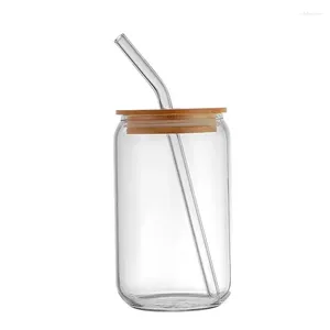 Wine Glasses Lid Milk Juice Straw Beer Coke With 400/540ml Cup Breakfast Drinkware S Tea Transparent Can Glass Bubble Mocha Mug