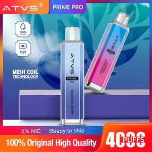 ORIGINAL ATVS Prime Pro 4000 18000 12000Puff 15K Puffs 15000 Disposables Vapes Pen Electronic Cigarettes10ml POD MESH COIL 10 Smak 1500mAh Uppladdningsbar enhet