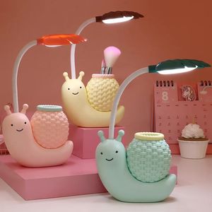 1 Pz Simpatico Lampada da scrivania ElephantSnail Supporto per penna di ricarica USB Kid LED Luce notturna da lettura con tavolo organizer 240125