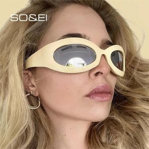 Sonnenbrille SOEI Vintage Luxus Punk Sport Frauen Mode Y2K Cat Eye Spiegel Goggle Marke Designer Männer Sonnenbrille Shades UV400