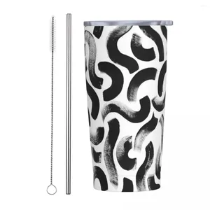 Tumblers Black Stripe Line Tumbler Abstract Cold and Water Bottle Leakproof Stainless Steel Thermal Cups Graphic Travel Mugs Cup