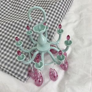 Hangers Cute And Beautiful Korean Style Girl Heart Retro Crystal Chandelier Shape Hanger Student Bedroom Clothespin Decoration Rack