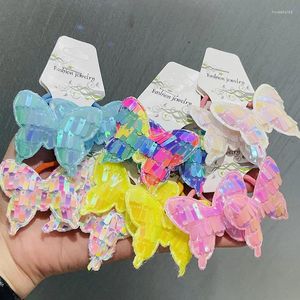 Accessori per capelli 2 pezzi carino lungo paillettes farfalla ragazze bambini elastici principessa bambini cravatte copricapo per bambini