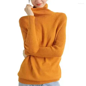 Suéter feminino gola alta merino lã caxemira suéter mangas compridas outono inverno tricô jumper feminino pulôver